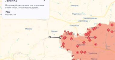 Карта просування російських окупантів на Донеччині