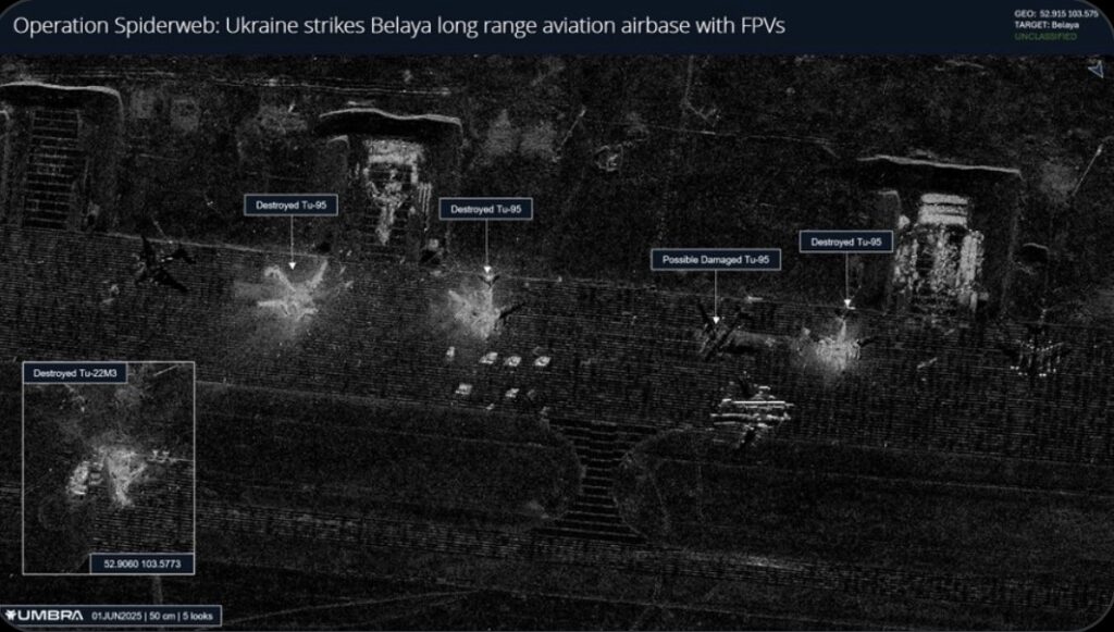 Опубліковані перші супутникові знімки з аеродрому в РФ, де українські дрони спалили бомбардувальники 1