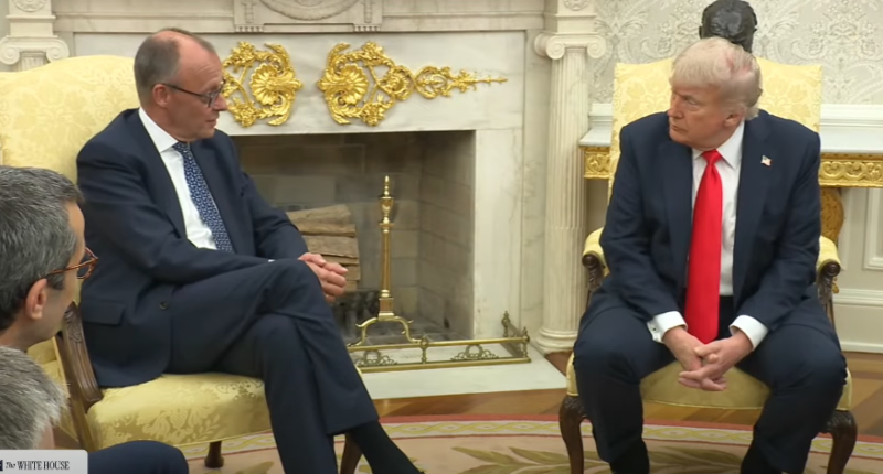 Президент США Дональд Трамп та канцлер Німеччини Фрідріх Мерц