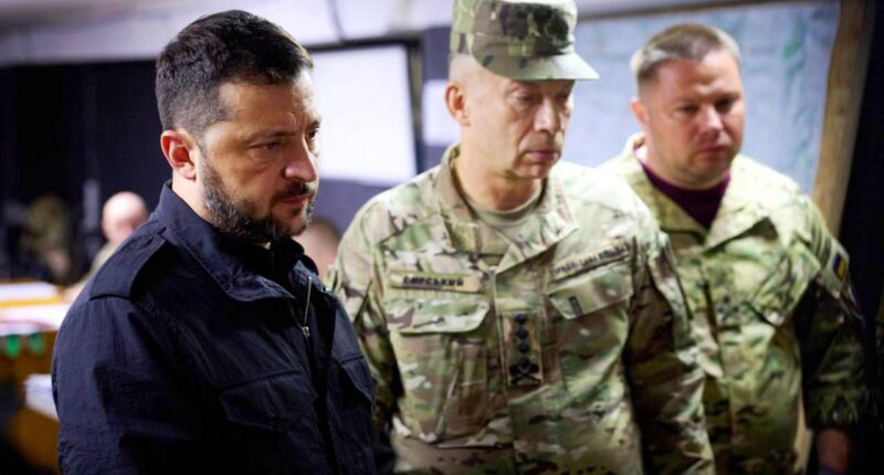 Президент України Володимир Зеленський та головком ЗСУ Олександр Сирський на Донеччині