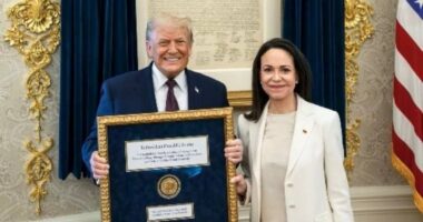 Президент США Дональд Трамп і лідерка опозиції Венесуелли Марія Коріна Мачадо