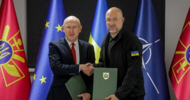 Міністр оборони України Денис Шмигаль і міністр оборони Великої Британії Джон Гілі