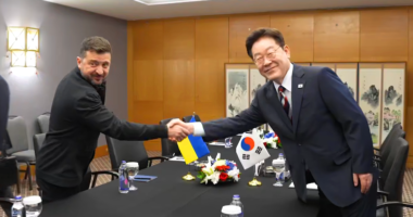Президент України Володимир Зеленський і лідер Республіки Корея Лі Чже Мьон